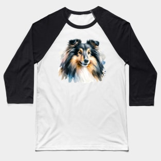 Shetland Sheepdog Watercolor Painting - Beautiful Dog Baseball T-Shirt